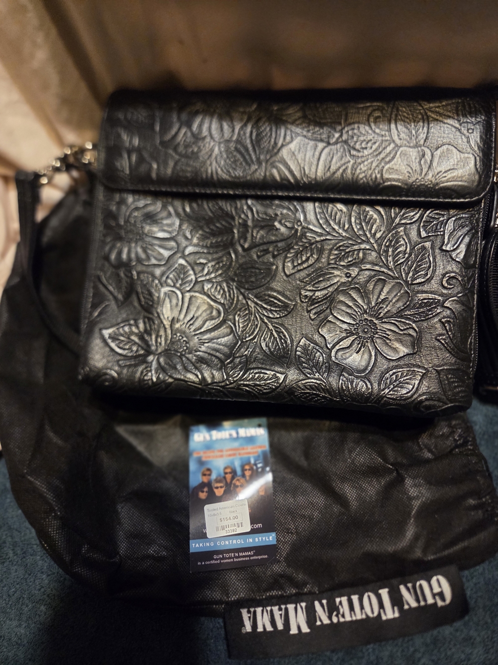 Black Leather Canceled Carry Crossbody - Black